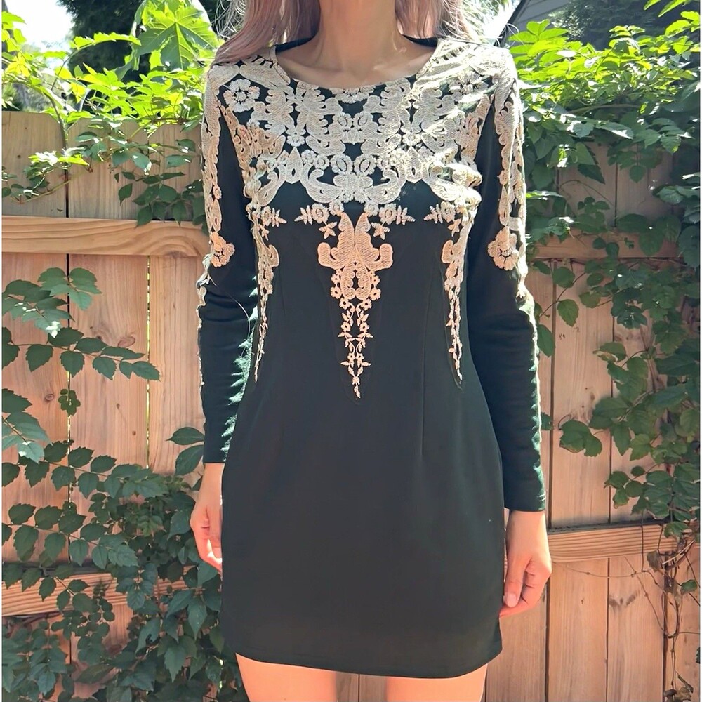 Elven Princess Dress Dark Green Silver Embroidered Sheath Mini Medium Fairy Elf